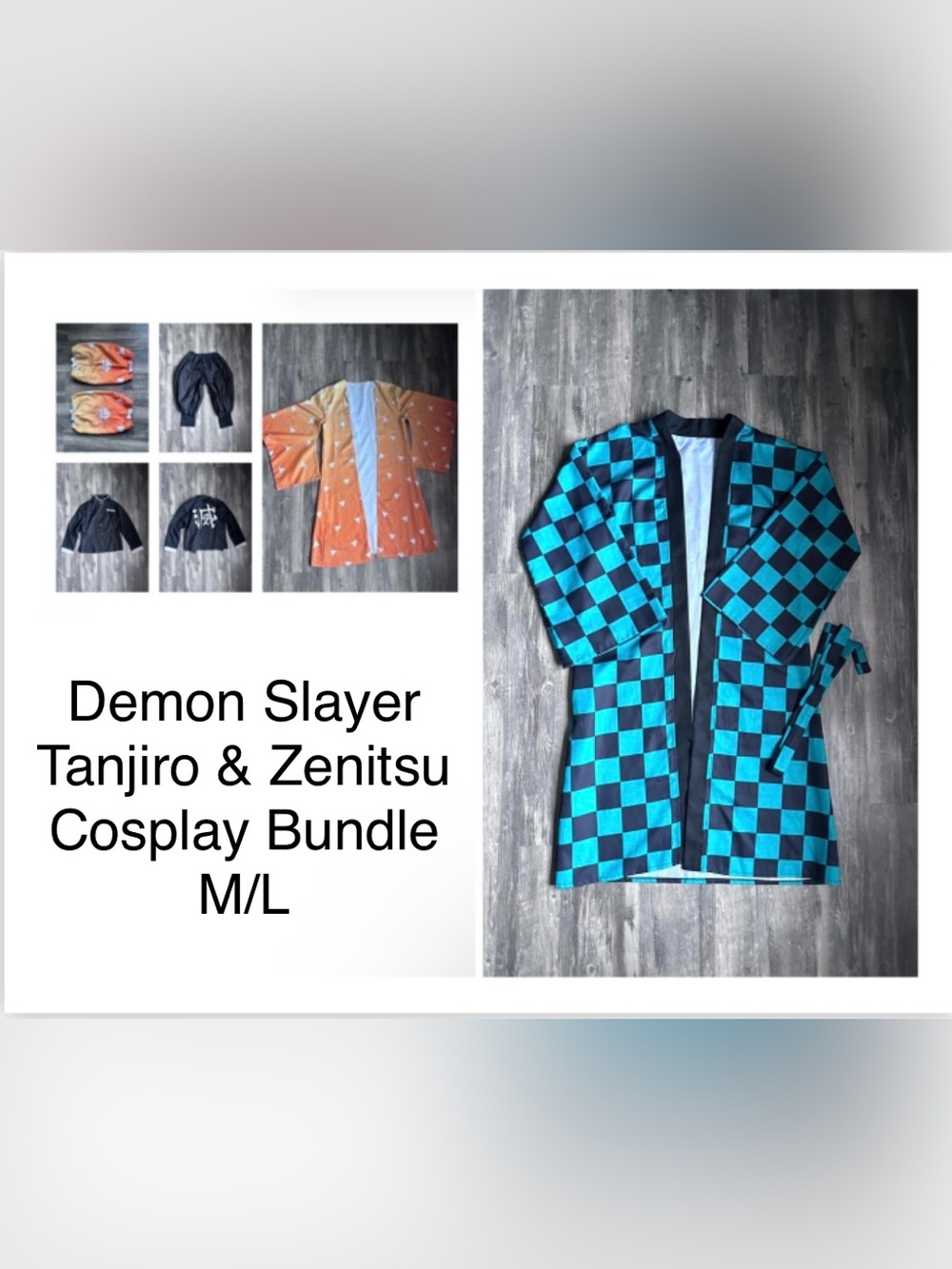 Demon Slayer Tanjiro & Zenitsu Cosplay Bundle Size M/L Adult Unisex